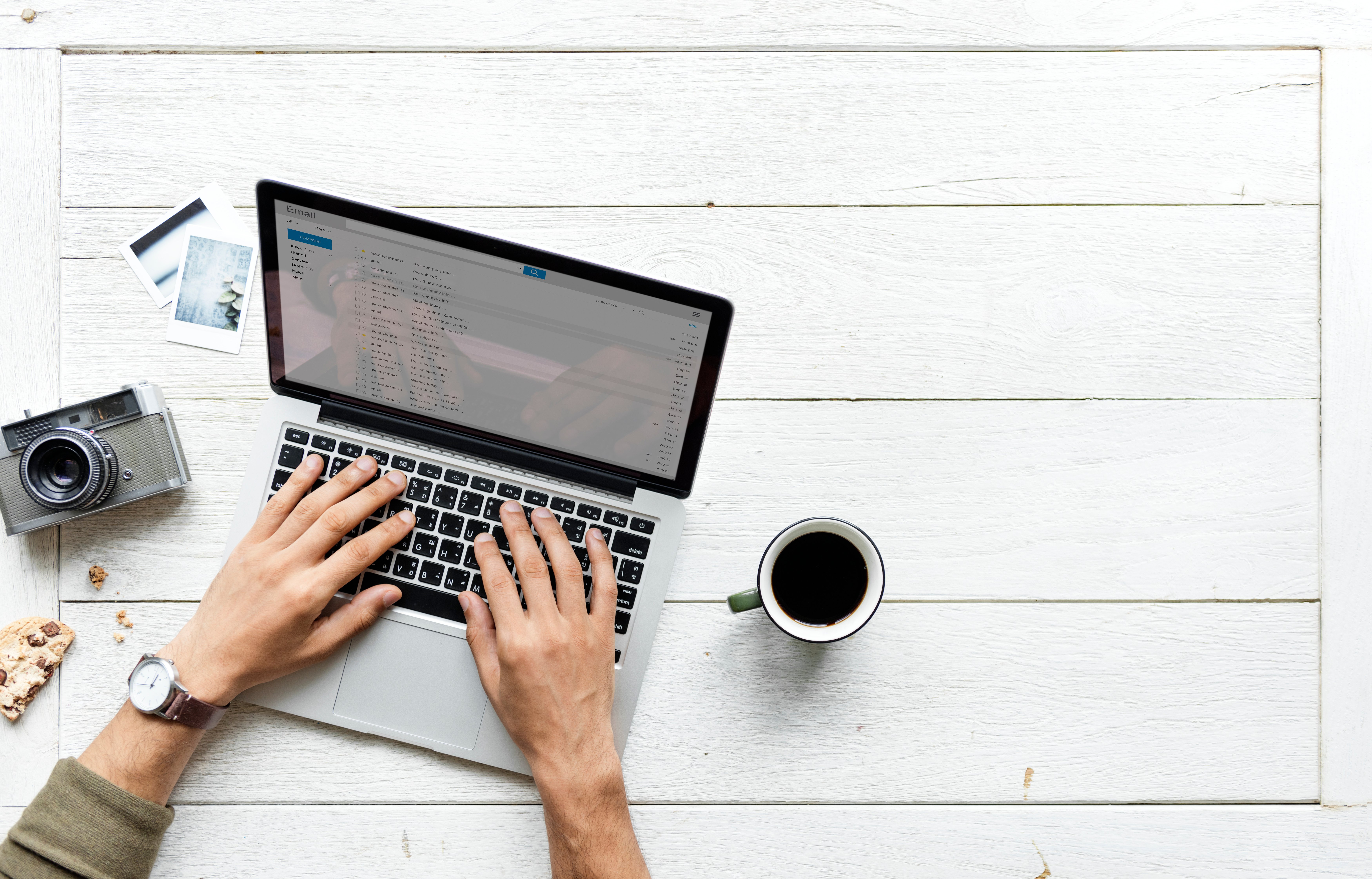 aerial-view-computer-laptop-wooden-table-photography-hobby-concept
